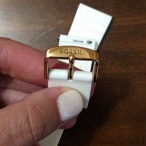 Rose Gold and White Silicone 22mm watch band